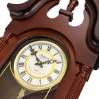 Bedford Clock Delphine 27-Inch Mahogany Chiming Pendulum Wall Clock – Roman Numerals & Golden Accents