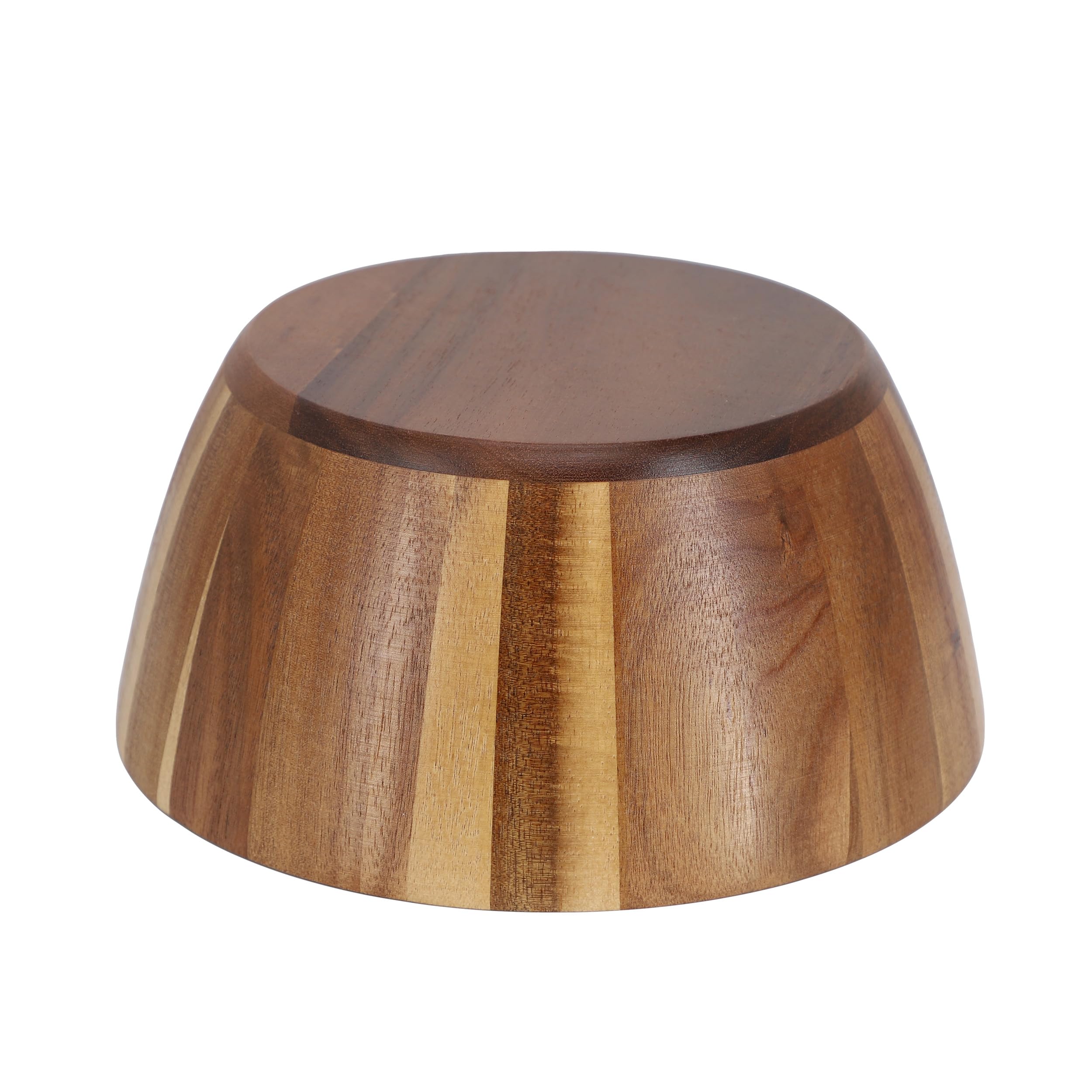 Elama 2-Piece 8.5" Acacia Wood Salad Bowl Set – Natural Hardwood Serving Bowls for Dining & Entertaining (Dark Acacia)