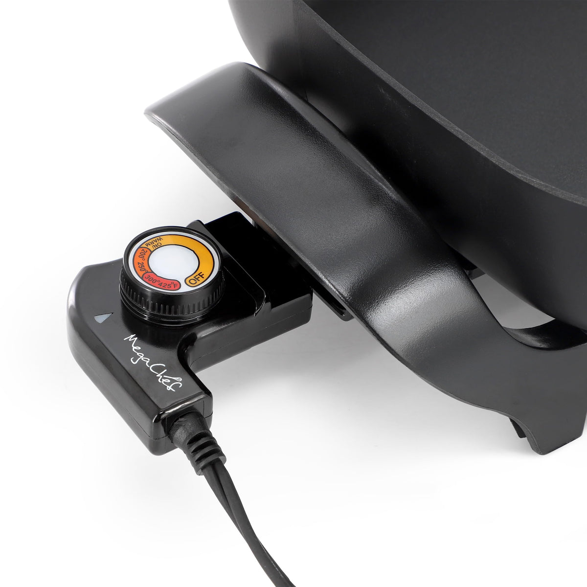 MegaChef MCF-1102 Electric Fry Pan, 14.96 x 12.13 in Rectangular, Black, 1500W, Tempered Glass Lid, Detachable Thermostat Probe