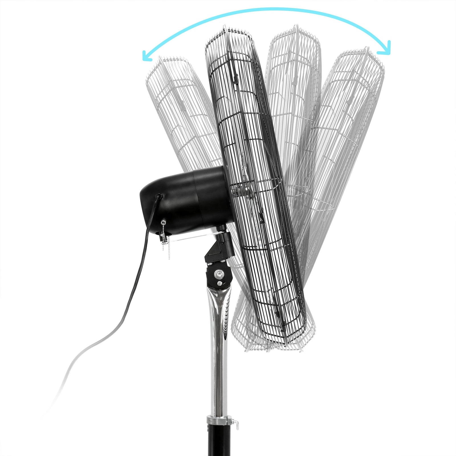 Vie Air 30 Inch Industrial Heavy Duty Oscillating Metal Pedestal Stand Fan, 3-Speed