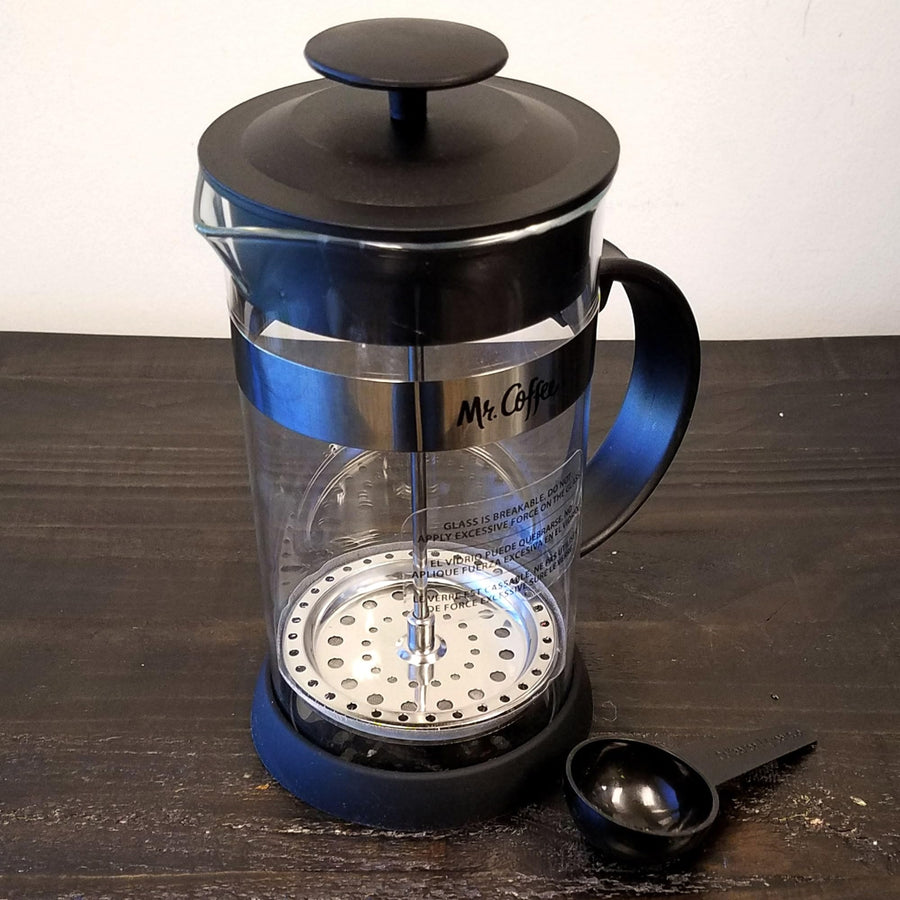 Mr. Coffee Cafe Oasis 1.1 Quart Glass French Coffee Press, Black