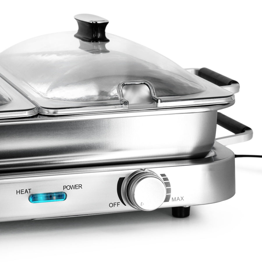 MegaChef 3-in-1 Electric Chafing Buffet Server & Warming Tray with Three 2.63-Quart Trays and 8.6-Quart Baking Pan