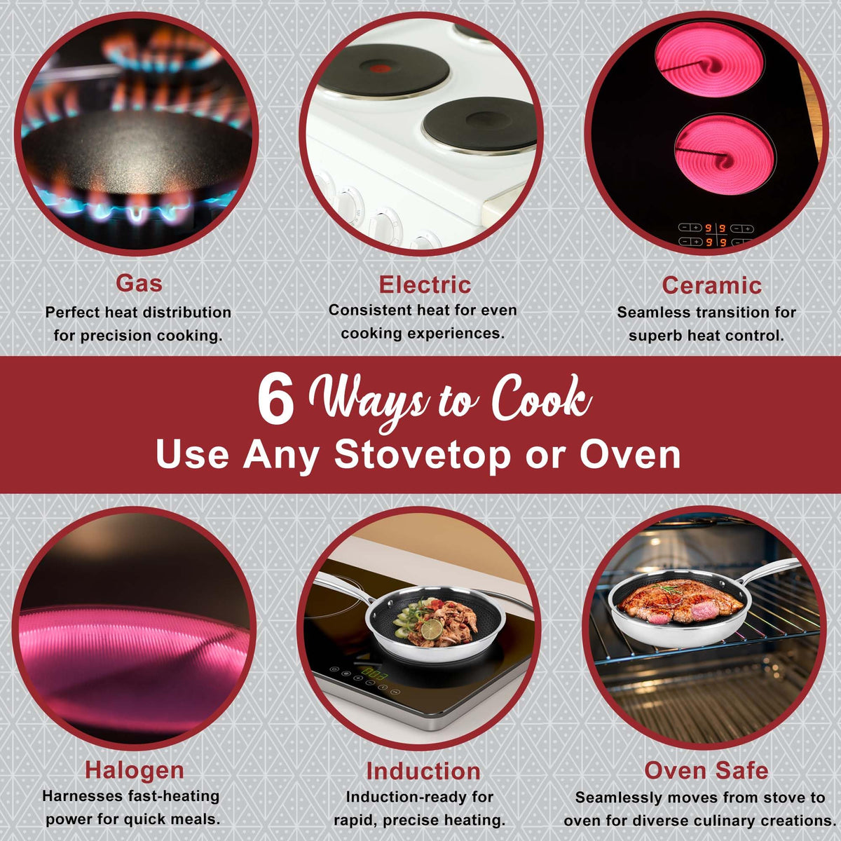 Brentwood B-FH2024 8 Inch and 9.5 Inch Hybrid Non-Stick Stainless Steel Frying Pan Set