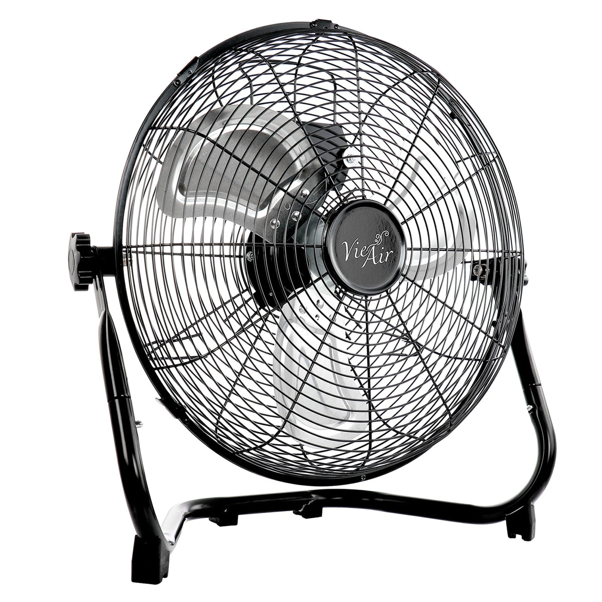 Vie Air 20 Inch Twin Pack Industrial High-Velocity Tilting Metal Floor Fans, 3-Speed, Black (2 Fans)