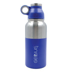 Brentwood GeoJug 18 oz blue stainless steel vacuum insulated water bottle with flip-and-sip cap