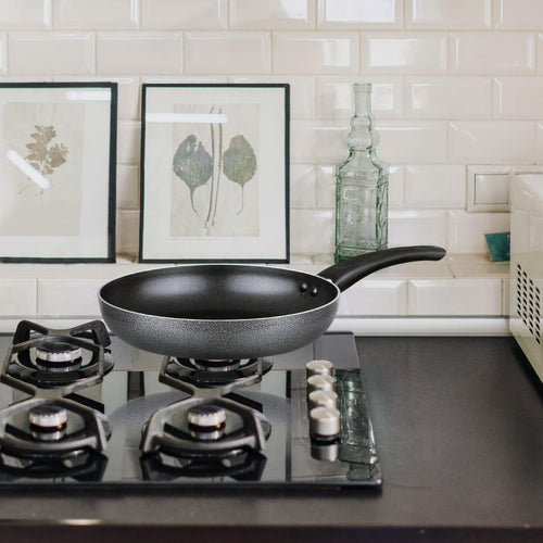 Brentwood 10-Inch Aluminum Non-Stick Wok with Tempered Glass Lid – Gray