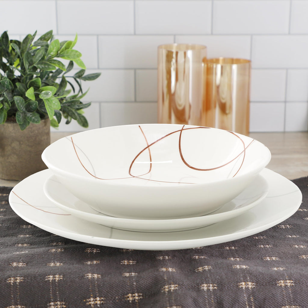 Elama Sydney 18-Piece Porcelain Dinnerware Set – White Elegant Service for 6