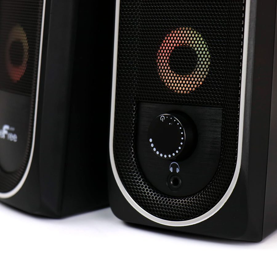 beFree Sound 2.0 Computer Gaming Speakers with LED RGB Lights, Black