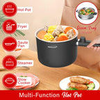 Brentwood HPS-3150BK 1.5L Multi-Function Electric Hot Pot Cooker with Steamer - Black