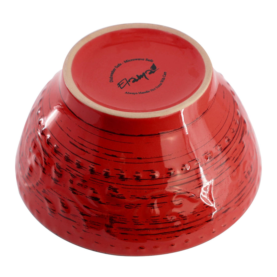 Elama Malibu Ocean Bloom 16-Piece Stoneware Dinnerware Set, Reactive Glaze Red - Service for 4