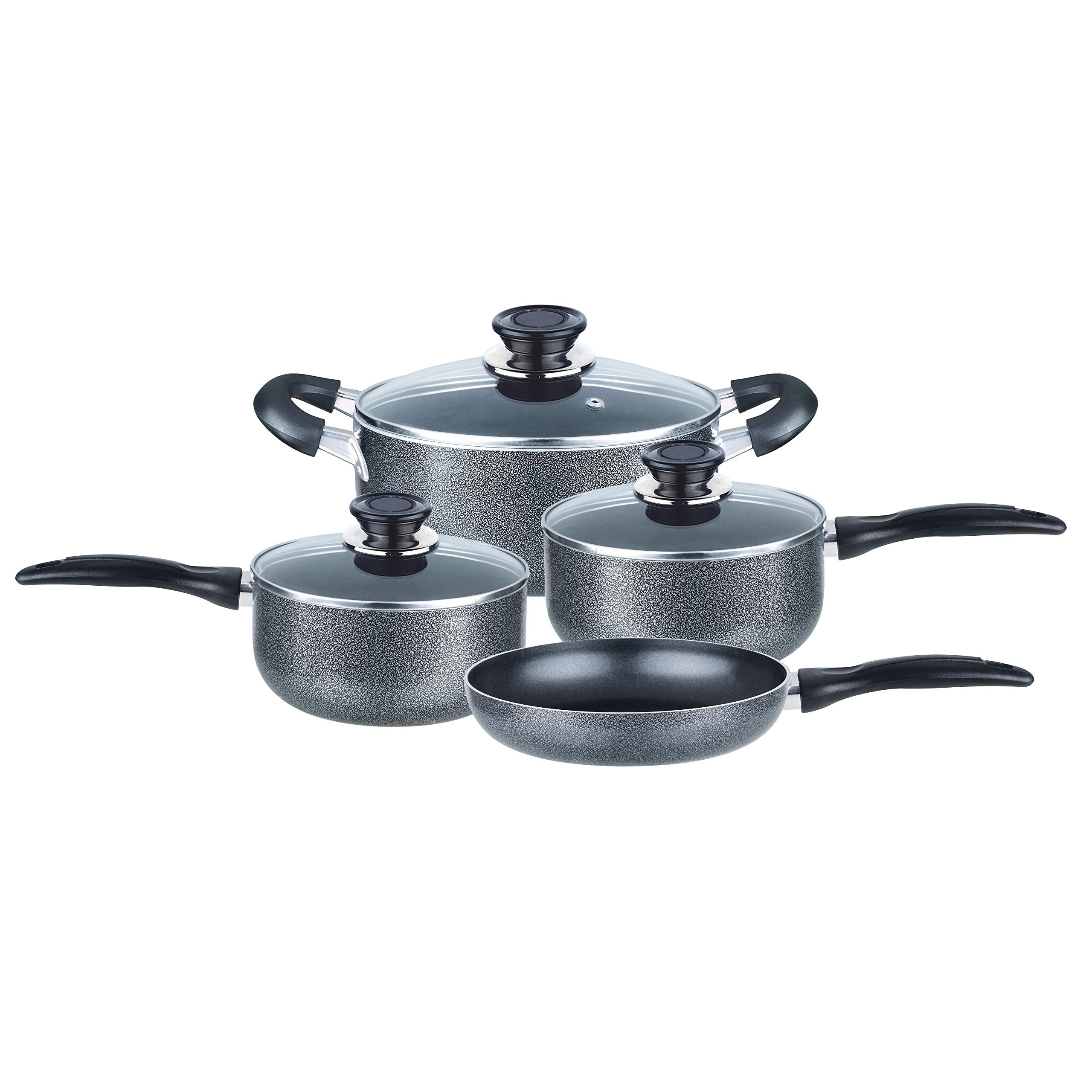 Brentwood BPS-207G 7-piece gray granite nonstick aluminum cookware set