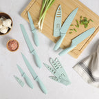 Gibson Home Bostonville 12-Piece Nonstick Stainless Steel Cutlery Set – Turquoise, 6 Knives with Matching Blade Guards