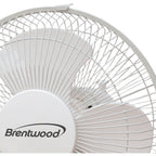 Brentwood Kool Zone F-9DW 9-Inch 2-Speed Oscillating Desk Fan - White, 40W with Adjustable Tilt Head and Carry Handle