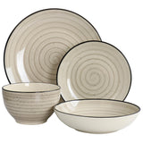 Elama Gia 24-Piece Stoneware Dinnerware Set, Cream, Service for 6 (Plates & Bowls, No Mugs)