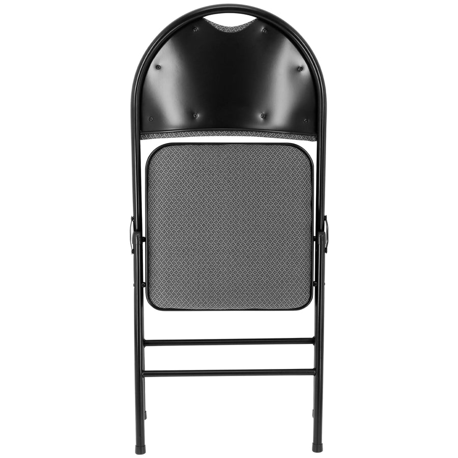 Elama 4-Piece Metal Folding Dinner Chairs, Padded Seats & Top Handle, Indoor/Outdoor, Gray (Set of 4)