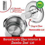 Brentwood KT-2230DBK 3L 1100W Digital Glass Instant Hot Water Dispenser with Tea Infuser - Black