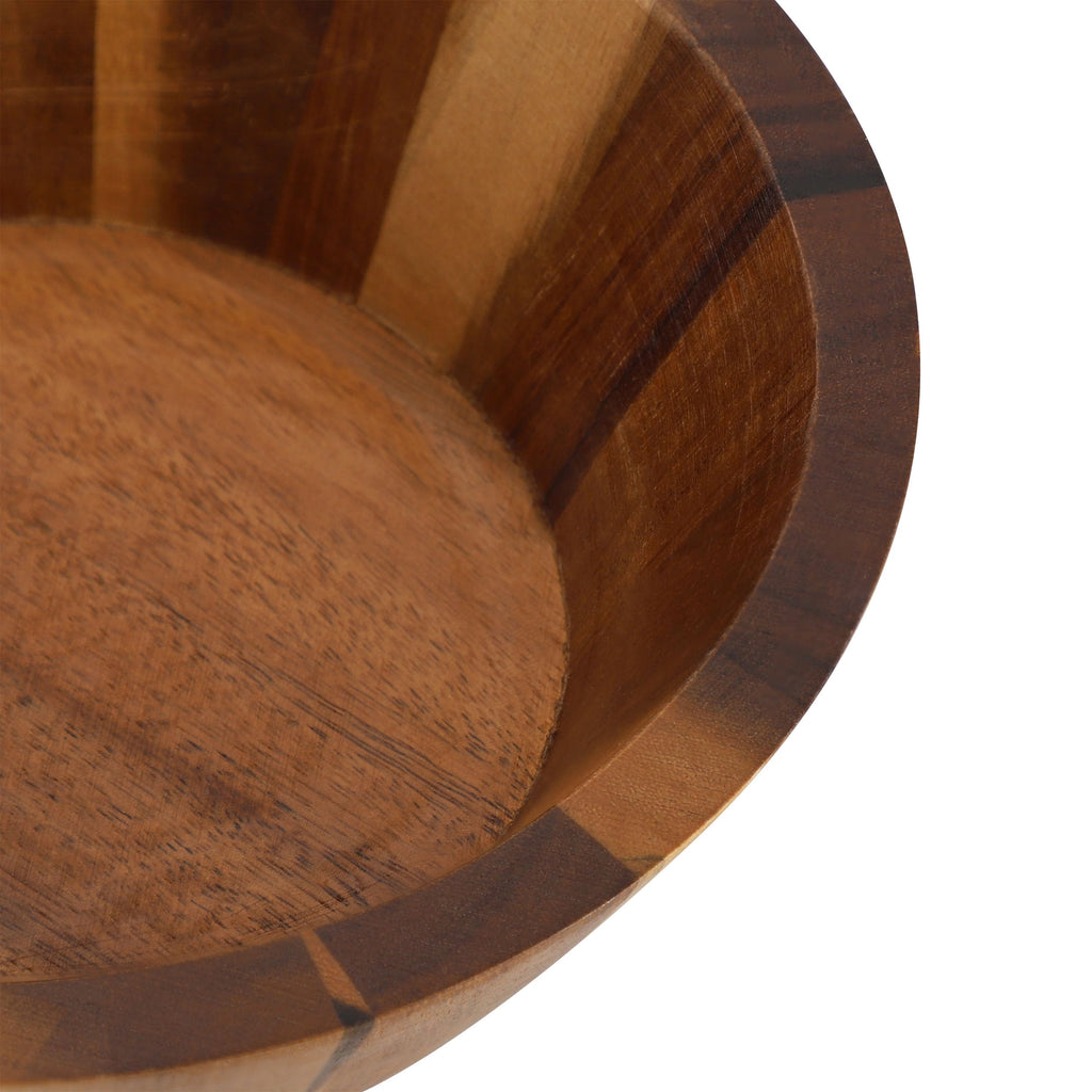 Elama 4-Piece 6.75" Acacia Wood Salad Bowl Set – Individual Hardwood Dining Bowls (Dark Acacia)