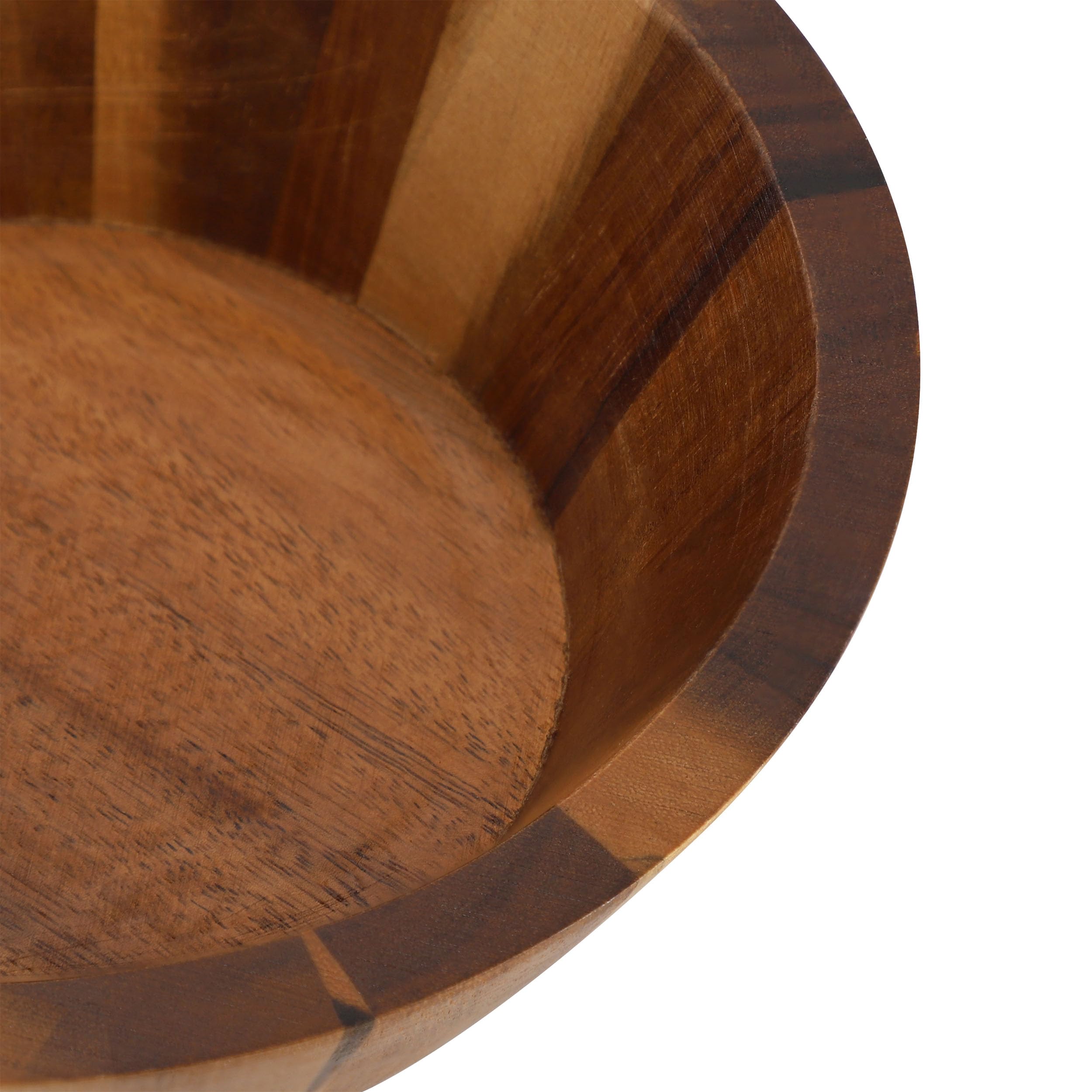 Elama 4-Piece 6.75" Acacia Wood Salad Bowl Set – Individual Hardwood Dining Bowls (Dark Acacia)