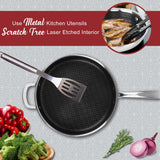 Brentwood B-DSH28L 11-Inch 3-Ply Hybrid Non-Stick Stainless Steel Deep Saute Pan with Glass Lid