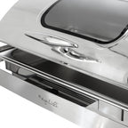 MegaChef 9.5-Quart Oblong Roll-Top Stainless Steel Chafing Dish – Catering Buffet Server with View Window for Parties & Events