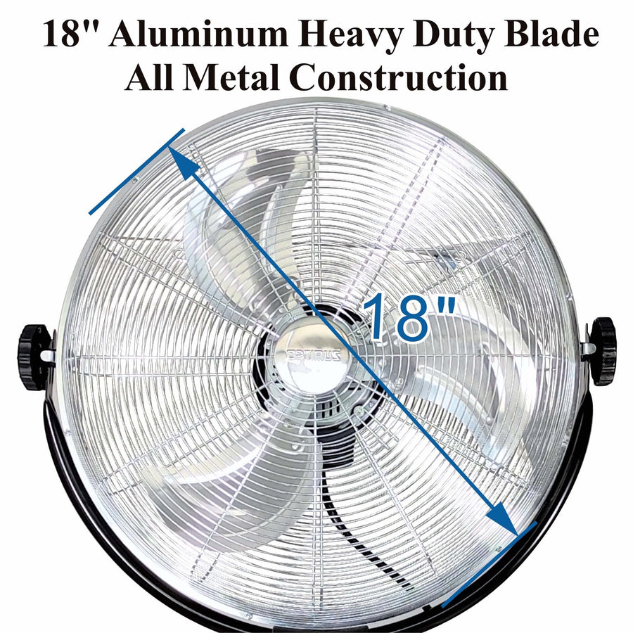 Optimus F-4205 20-Inch 3-Speed Industrial-Grade High-Velocity Oscillating Stand Fan, Chrome Grill