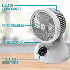 Brentwood 6" 3-Speed Oscillating Desktop Fan – White with Remote, Timer & Auto Shut-Off