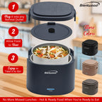 Brentwood ELB-600BL 0.6L Portable Leakproof Electric Heated Lunch Box with Stainless Container - Blue