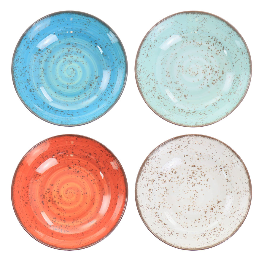 Elama Pryce 12 Piece Melamine Dinnerware Set, Assorted Colors, Service for 4