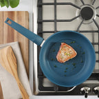 Gibson Home Helensburgh 7-Piece PFA-Free Ceramic Nonstick Carbon Steel Cookware Set - Blue