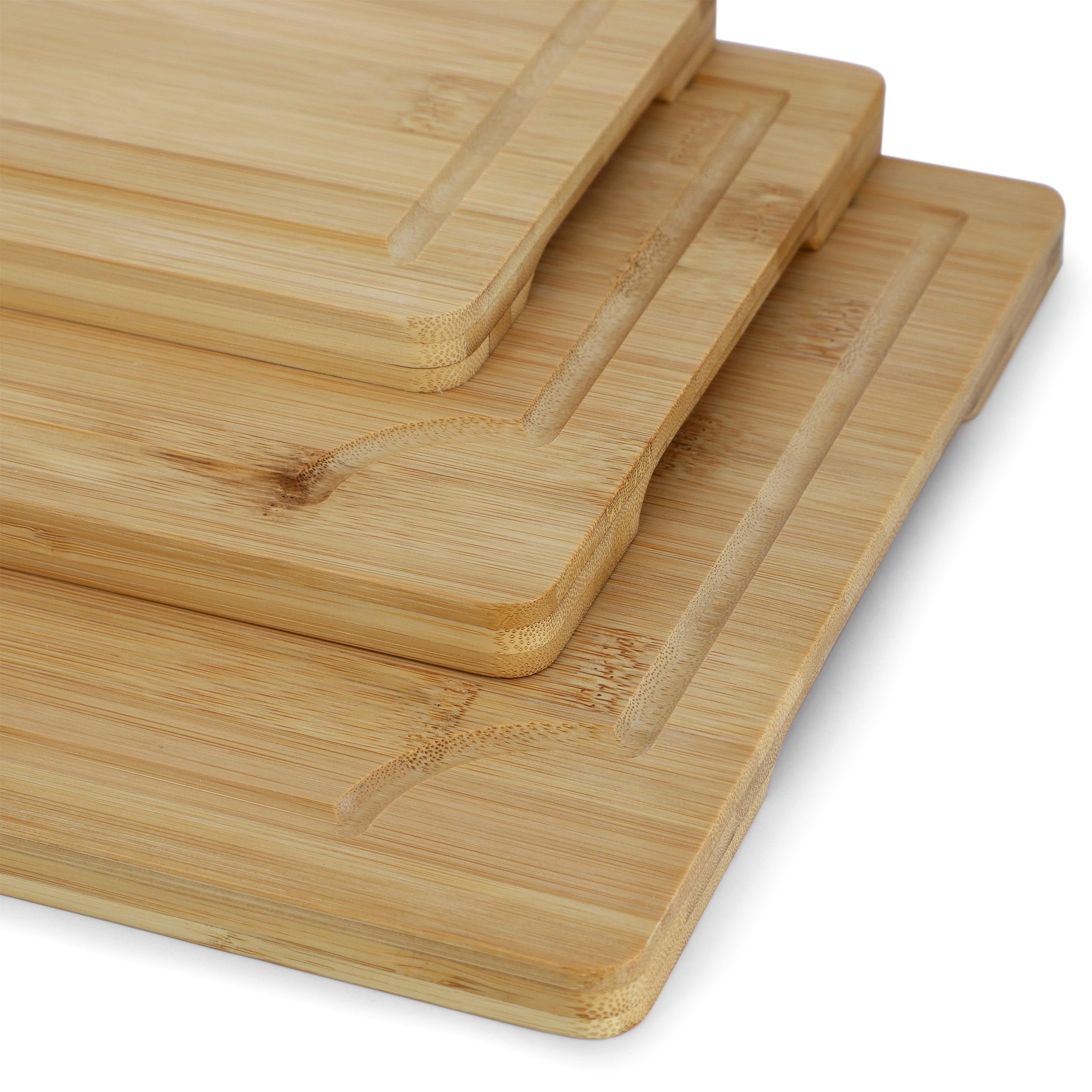 Elama 3-Piece Bamboo Wood Cutting Board Set – 9", 12" & 15" Charcuterie & Serving Trays