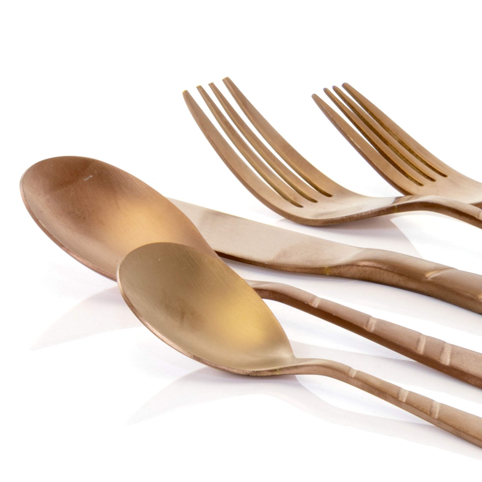 MegaChef La Vague 20-Piece Flatware Set, Matte Rose Gold, Service for 4
