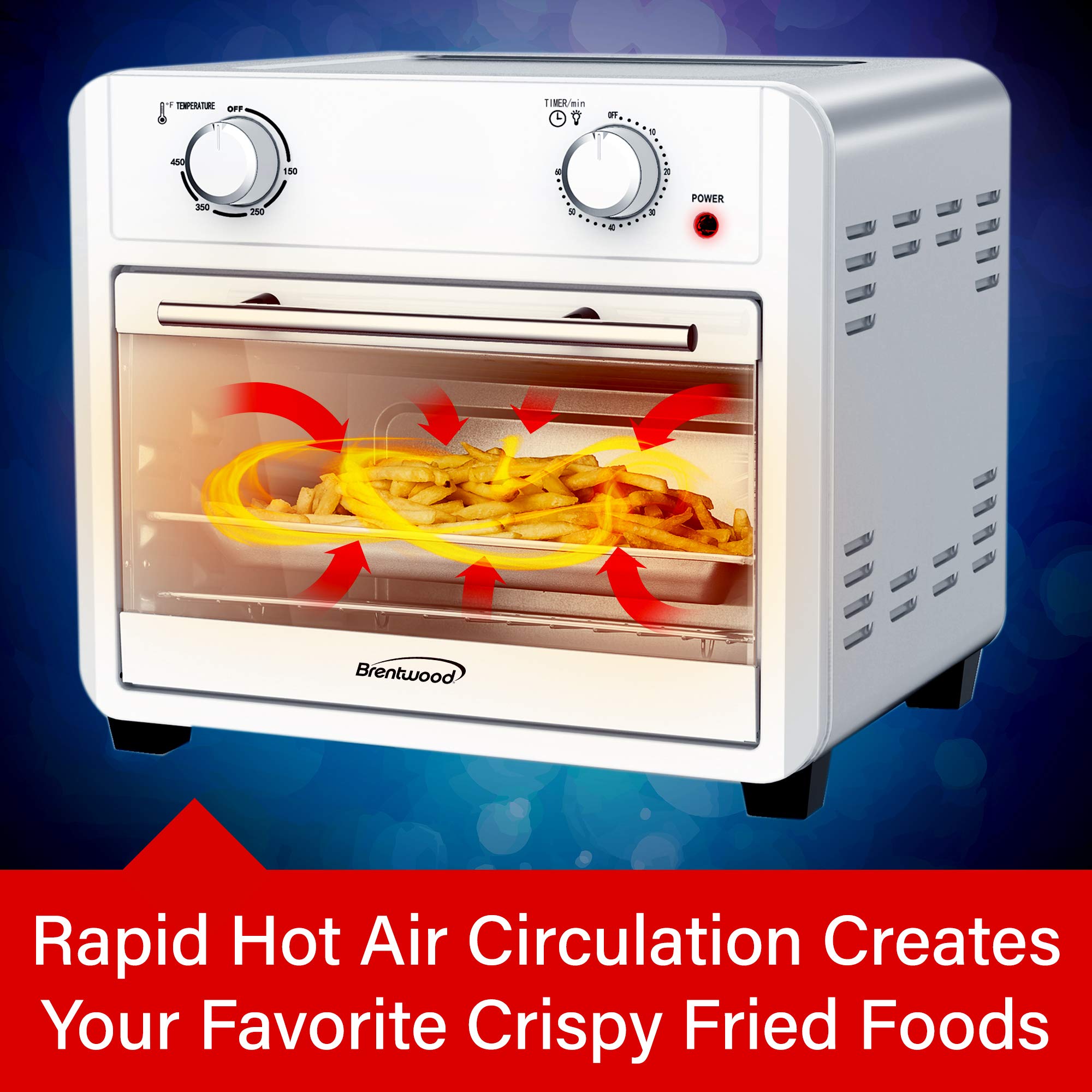 Brentwood 1700-Watt 24-Quart Convection Air Fryer Toaster Oven, Silver