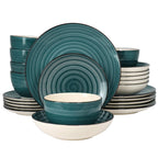 Elama Gia 24 Piece Stoneware Dinnerware Set (Dark Green)