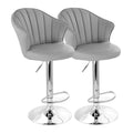 Elama Modern Shell Back Faux Leather Adjustable Bar Stool Set of 2 – Gray with Chrome Swivel Base