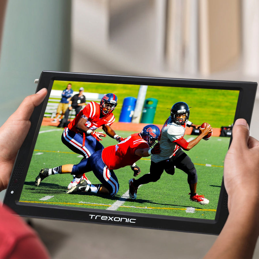 Trexonic Portable Rechargeable Widescreen 12 Inch LED TV with HDMI, SD, USB, VGA, AV In/Out and Built-in Digital Tuner