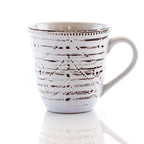 Elama Rustic Birch 16-Piece Embossed Scalloped Stoneware Dinnerware Set – White with Brown Accents Service for 4