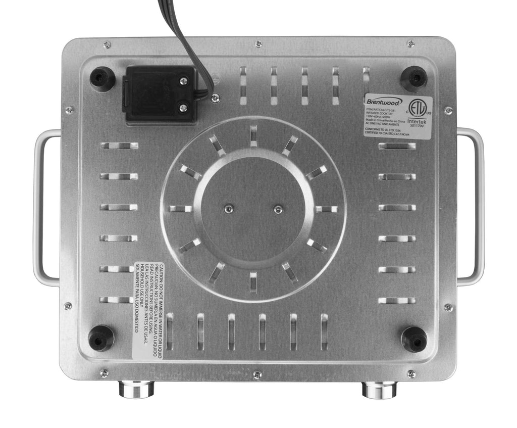Brentwood Select TS-381 1200W Single Infrared Electric Countertop Burner with 60-Minute Timer - Stainless Steel