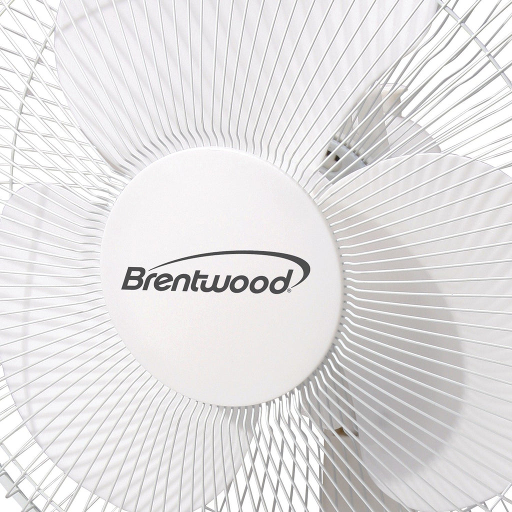 Brentwood Kool Zone F-12DW 12 Inch 3-Speed Oscillating Desk Fan - White, 32W