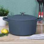 Crock-Pot Artisan 7-Quart Round European Enameled Cast Iron Dutch Oven with Lid – Matte Navy Blue