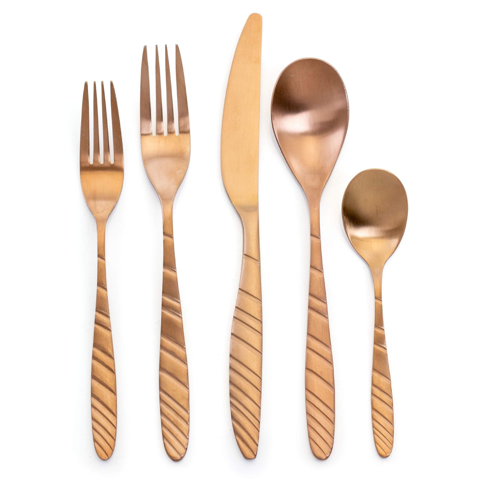 MegaChef La Vague 20-Piece Flatware Set, Matte Rose Gold, Service for 4