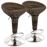 Elama ELM-901 adjustable backless wicker bar stool set of 2 in brown with chrome base