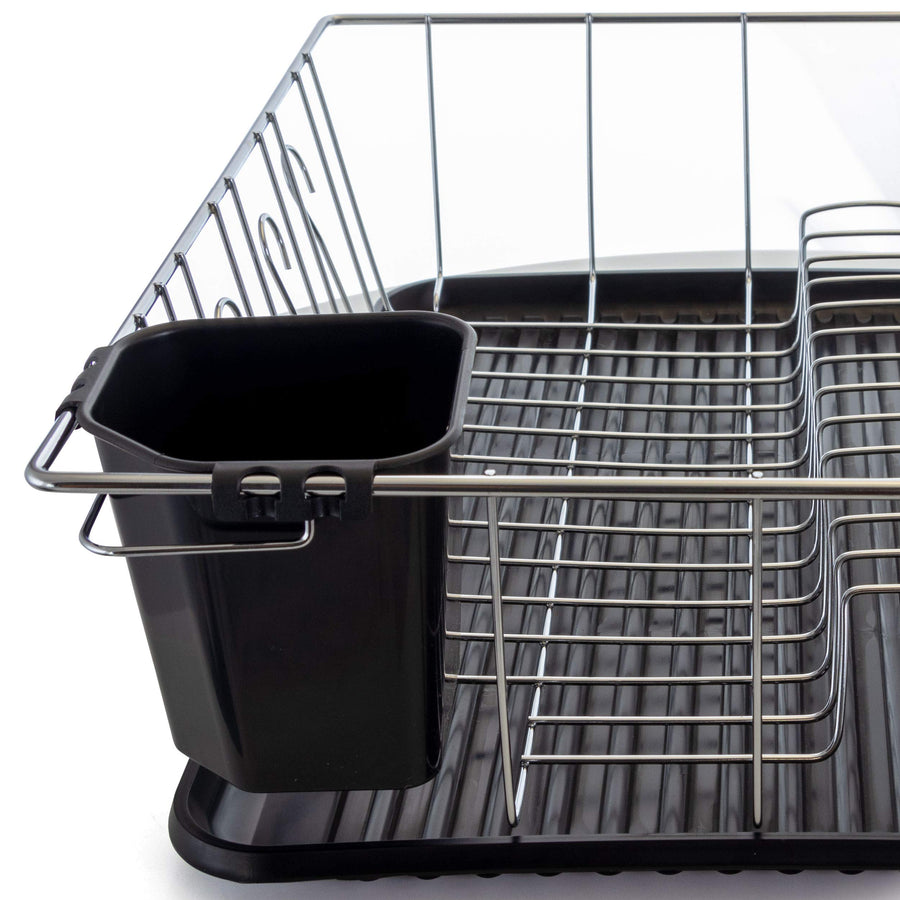 MegaChef 16 Inch Chrome-Plated Countertop Dish Drying Rack, Black