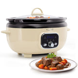 Digital Slow Cooker, 3.7 Qt Oval with High, Low and Warm Settings, Cream, by MegaChef
