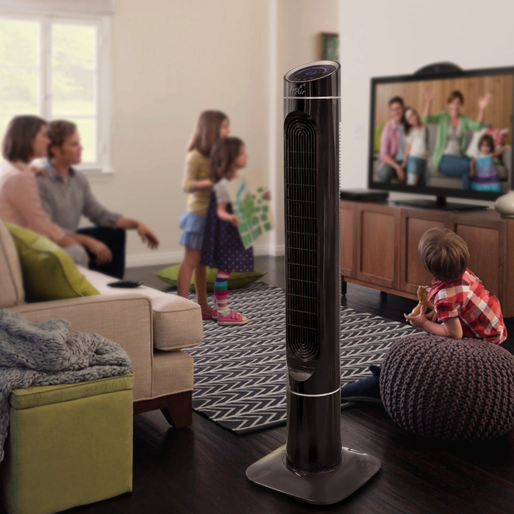 Vie Air 50-Inch Luxury Digital 3-Speed High-Velocity Tower Fan with Remote – Oscillating, Ionizer, Touchscreen, Bedroom & Living Room