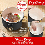 Brentwood HP-3250BK 2.5 Liter Multi-Function Electric Hot Pot Cooker with Ceramic Nonstick - Black