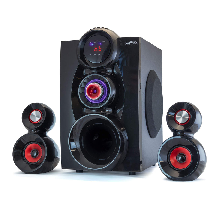 beFree Sound 5.1 Channel Bluetooth Surround Sound Speaker System, 170W, Red