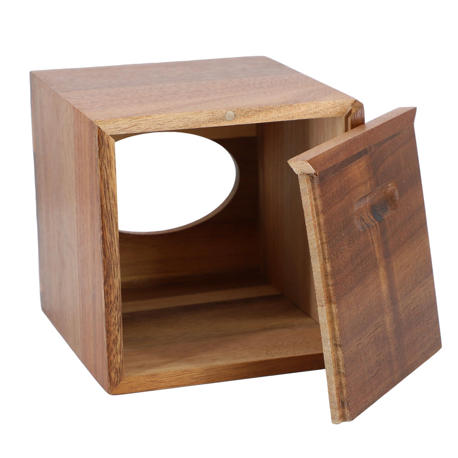 Elama Acacia Wood Square 5.5 Inch Tissue Box Holder, Decorative Cube Tissue Cover