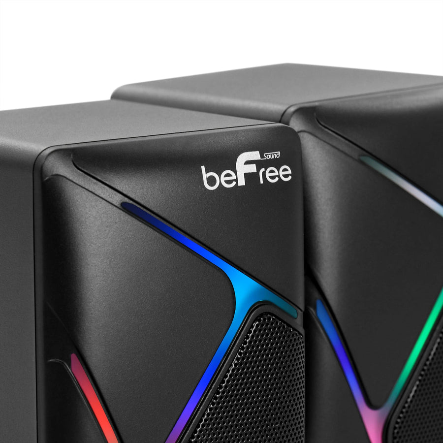 beFree Sound Dual Compact LED Gaming Speakers, Black