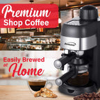 Brentwood 4-Serving Espresso and Cappuccino Maker with Steam Frother, Black