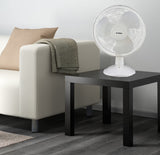 Optimus F-1230 12-Inch 3-Speed Oscillating Table Fan, White